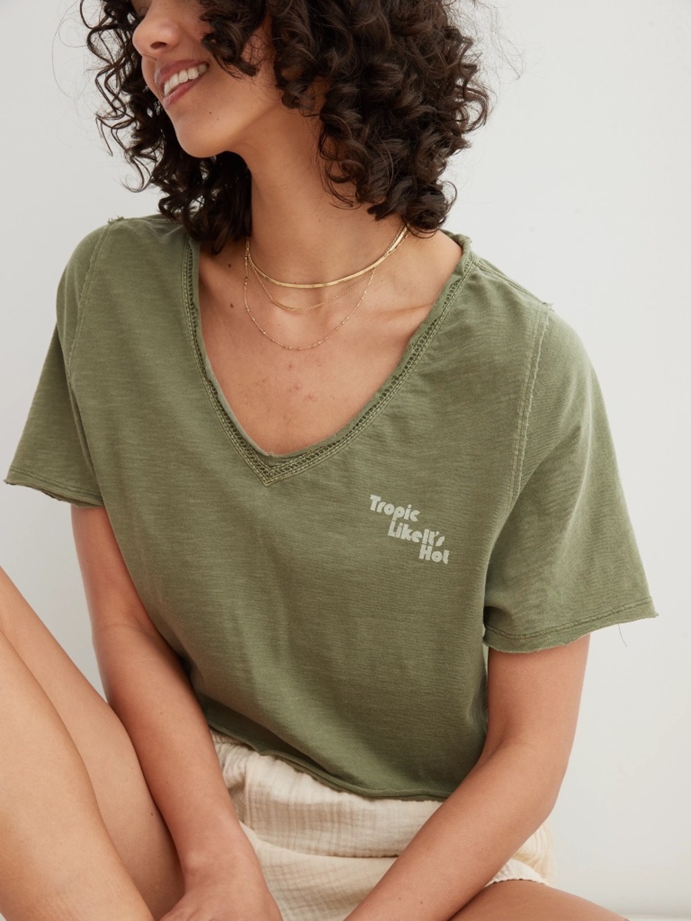 Aerie Cropped Graphic Beach T-Shirt